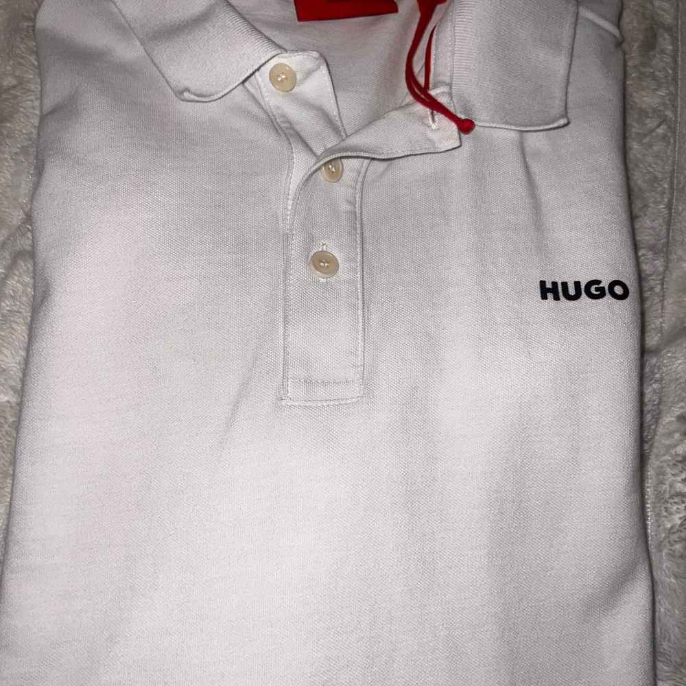 HUGO Crisp White Polo with Black Logo